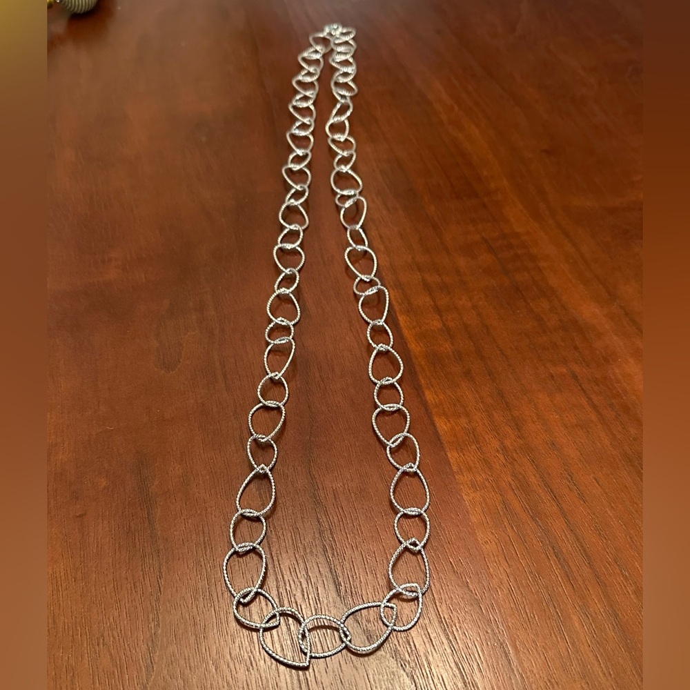 Sparkly Silvertone Long Necklace
